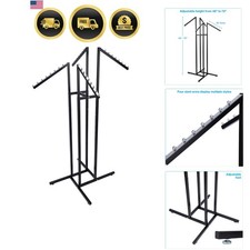 Black 4-Way Clothing Rack with Adjustable Slant Arms for Retail