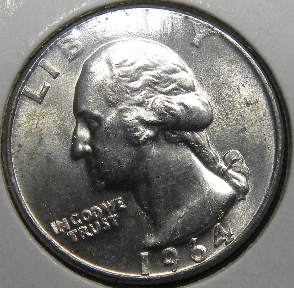 1964-P WASHINGTON SILVER QUARTERS 90% SILVER LOT OF 5-90% SILVER BU COINS - Image 4 of 4