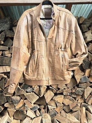 Vintage AVIATOR BOMBER GERMAN Leather Jacket Distressed Echtes Leder Mens XL 54