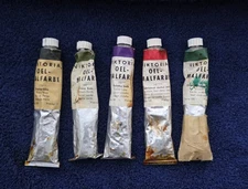 Vintage Viktoria Oel-Malfarbe Artist Oil Paint Lot Of 5 Tubes Craft Art Supply