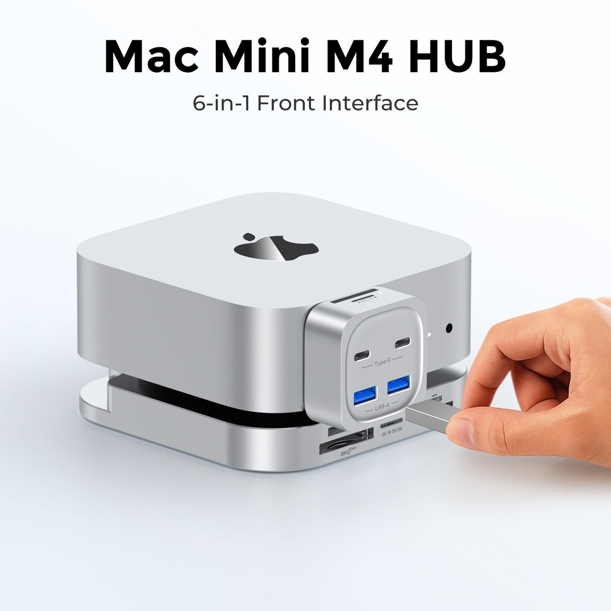 Mac mini M4 Hub, 6-in-1 Front-Access Docking Station, Mac mini M4