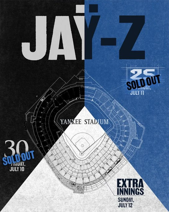 Share Jay Z Yankee Stadium 2026 Concert Poster NYC Hip Hop Rap