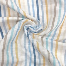 Multi Stripes Cotton Linen Summer Clothing Dressmaking Fabric by Yard 58 Wide