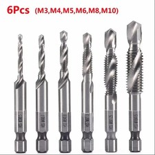 Hex Shank Titanium Plated HSS Screw Tap Drill Bits M3 M4 M5 M6 M8 M10 Hand