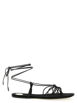 Saint Laurent -  Black Lamb Leather Flat Sandals