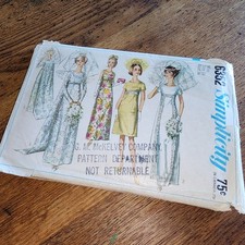 Vintage 6352 Simplicity 60s Wedding Bridal Formal Dress Pattern Sz 14 Cut P15