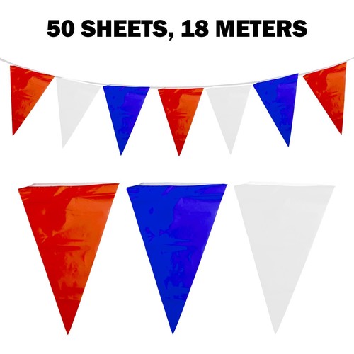 18M Red White And Blue Tri-Coloured Flags Triangular String Flags Coloured Flags - Bild 2 von 22