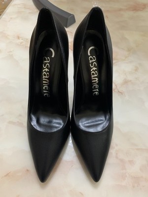 Gr.37 Castamere High Heels Schwarzes Futter Spitzen Pfennigabsatz Pumps Neu