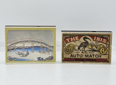 2 AUTO MATCH LIGHTERS The Ibis BANNING & Ukiyo-e Woodblock Print Art UNCLE Japan
