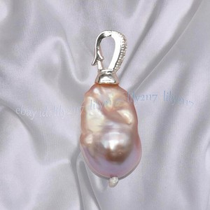 Authentic Huge Natural Pink Purple Multicolor Baroque Keshi Pearl Pendant 14K Gold Plated
