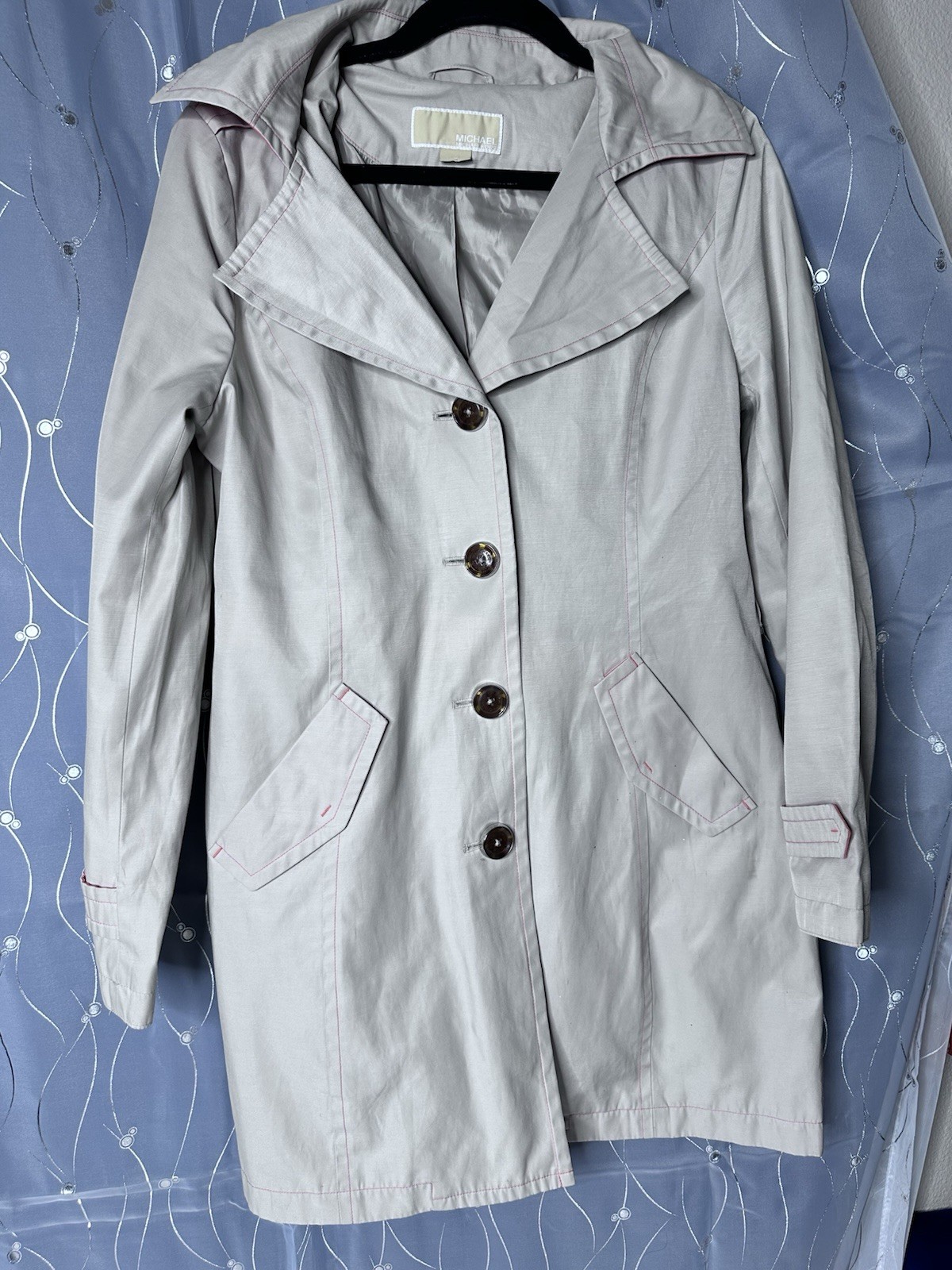 MICHAEL Michael Kors Light Gray Button Front Hood… - image 1