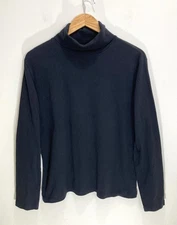 Talbots Women’s Turtleneck Shirt Top Size XL Black Cotton Vintage 