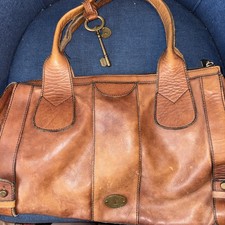 fossil vintage leather handbag With Key Tangle Brown