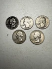 5 Silver Quarters 1957,1961(D),1961(D),1962(D),1963(D)