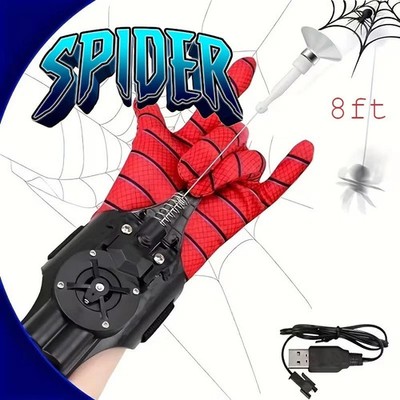 Spider Web Shooter Toy 8FT USB Rechargeable Web Launcher Superhero Role Play
