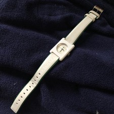 Vintage LACOSTE Watch white rectangular w/green WR unisex sz 20 band Wrks Great