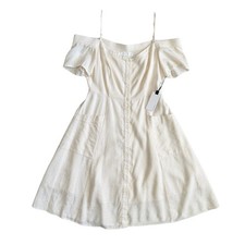 NWT ASTR Off Shoulder Mini Dress Linen Blend White Sz Small Bride Summer Cottage