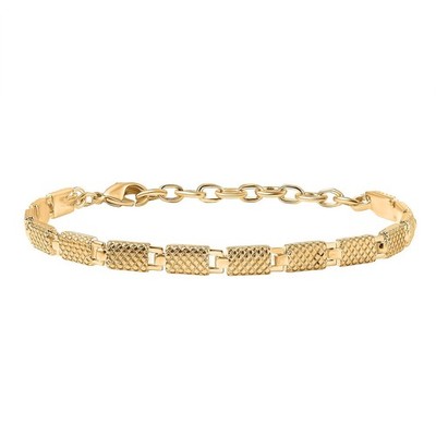 Rectangular Dragon Scale Link Bracelet 18K Gold Plated Bronze 6.50-8.0In