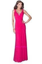 La Femme Dress Women 00 Pink Deep V Illusion Neckline Formal Gown NWT Prom Party