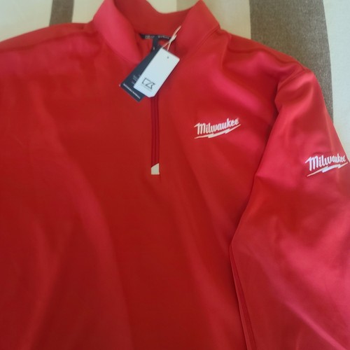 Milwaukee Mens Pullover 3XL Red Long Sleeve Quarter Zip Work Shirt - Picture 2 of 6
