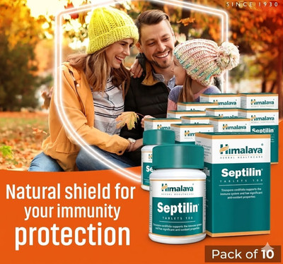 Himalaya Septilin Tablets - Pack of 10 - Natural Immunity & Wellness - 600 Tabs