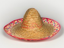 Authentic Vintage From Mexico Celebration Straw Hat Sombrero Colorful 19  X 7  