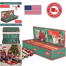 Wrapping Paper Storage Container Green Durable 600D Tear Proof Design