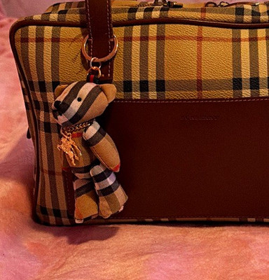 Burberry Plaid Nova Check  Bear Charm Gold Hardware