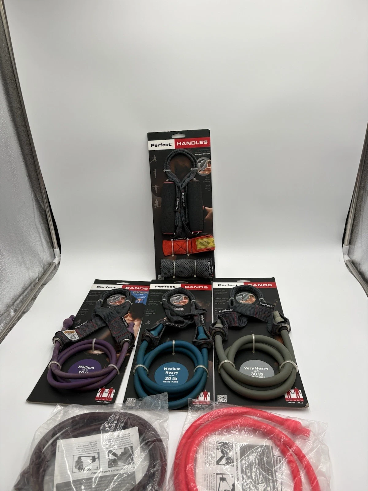 Perfect Fitness Perfect Handles Bands, 10,20,30 Pound Bands,includes 2 Replaceme