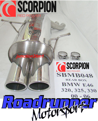 Scorpion BMW 320 325 E46 Auspuff Endschalldämpfer Edelstahl Backbox (00-06)