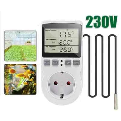 MARKENLOS 230V Temperaturregler Steckdose Fühler Digital Thermostat Zeitschaltuhr Timer
