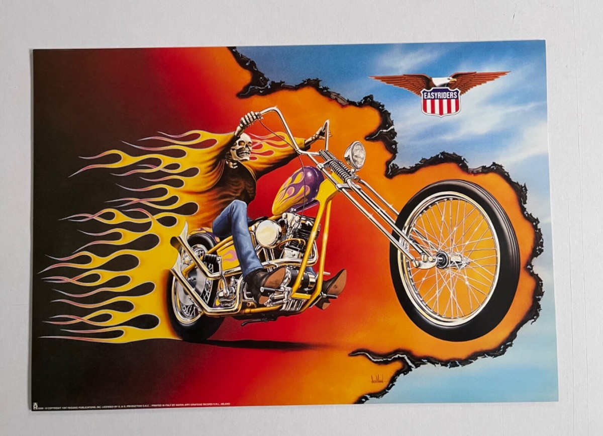 David Mann×Easyriders ポスター USA輸入限定 4枚セット EASY RIDERS BY DAVID MANN, SKELETON IN A CHOPPER,RARE LICENSED