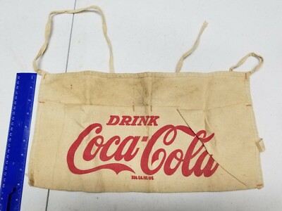 ULTRA RARE Vintage 1950s Amaco CANVAS COIN & BILL Coca-Cola Apron #683 