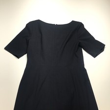 Ann Taylor Dress Womens Size 2 Black Short Sleeve Sheath Ruffle Hem Boat Neck