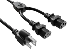Universal Power Cord Splitter Cable (NEMA 5-15P to IEC320 C13 x 2) - 3/ 6/ 10 ft