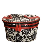 Makeup Bag Travel Cosmetic Case Organizer Toiletry Double Layer Black White Red