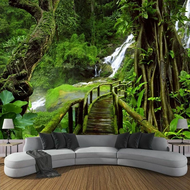 Custom Size Wall Mural Forest Landscape Wall Background Wallpaper 3D  Wallpapers | Ebay