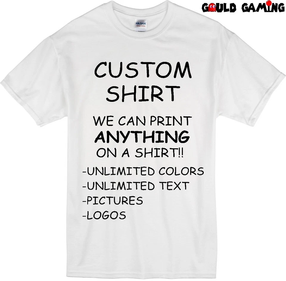 Custom Personalized T-Shirt Printing with your photo, text, logo, anything New - Image 1 of 4