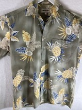 Campia Moda Shirt Men  s Short Sleeve Button Up Hawaiian 100 Cotton Medium Green