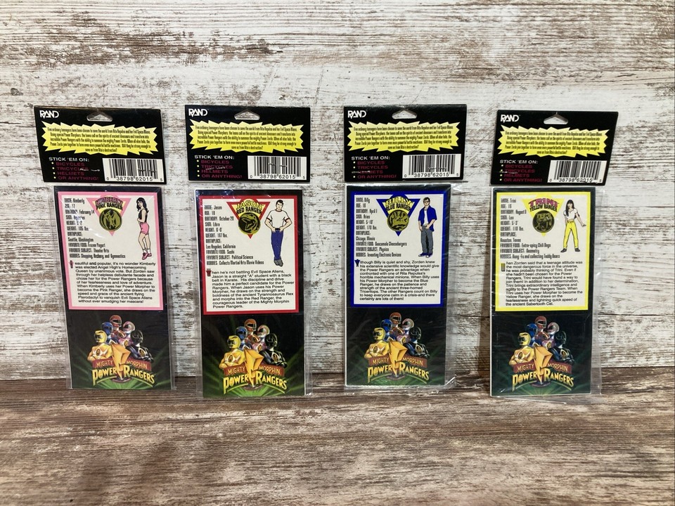 RARE VTG Set of 4 POWER RANGERS 1993 Rand Decal Sticker Packs SABAN