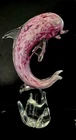Vintage Murano Art Glass Light Pink Cranberry Dolphin Figurine 10.75"