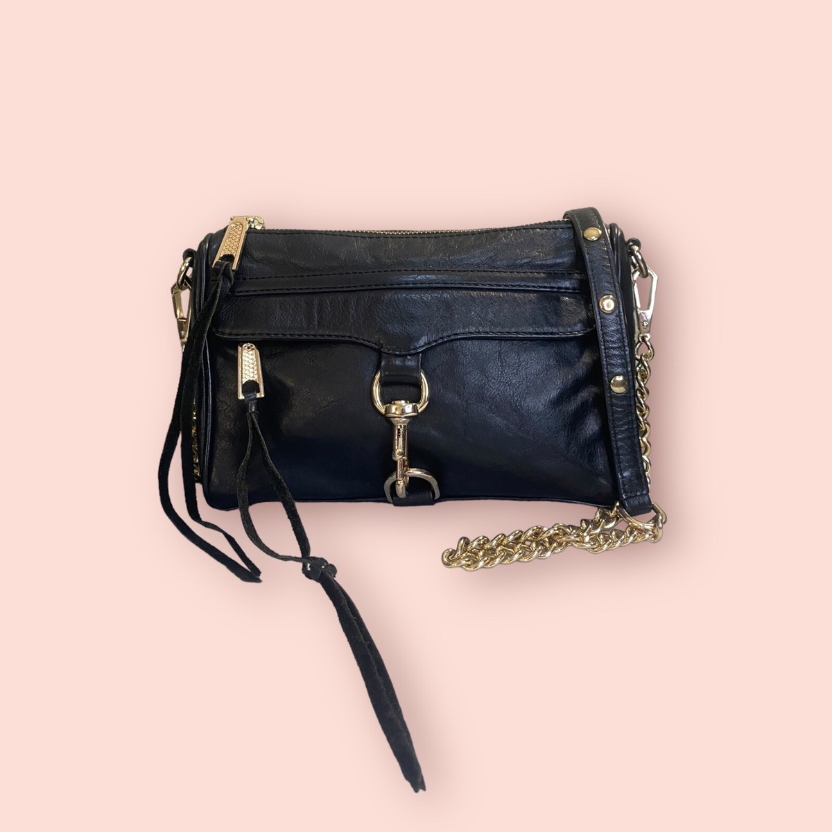 マーティ　ロマヌキアン REBECCA MINKOFF Crossbody Mini MAC Black Gold Chain Luxury Genuine