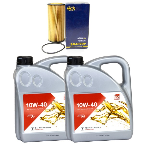 MotoröL Set MotoröL Febi SAE 10W-40 8 Liter + ÖLfilter FüR Audi A6 Avant S6 Plus-image