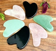 Wholesale Lot 6 PCs Natural Crystal Gua Sha Facial Massage Heart