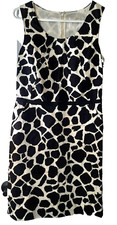 Loft 100% Cotton Sheath Shift Dress Size 6 Animal Print Sleeveless Lined Pockets