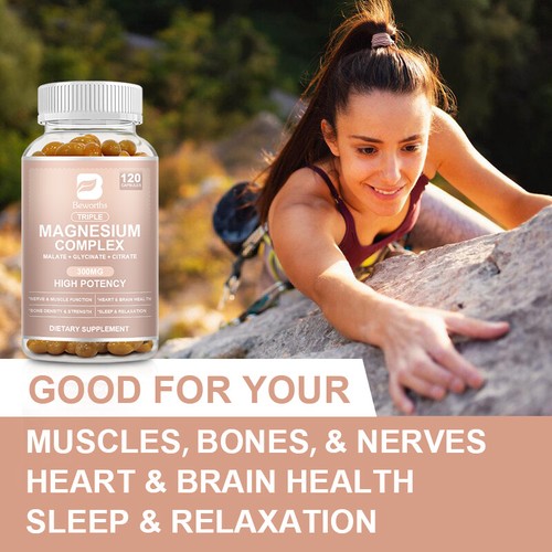 Triple Magnesium Complex 300mg Malate Citrate for Muscles Sleep Calm Energy - Picture 7 of 9