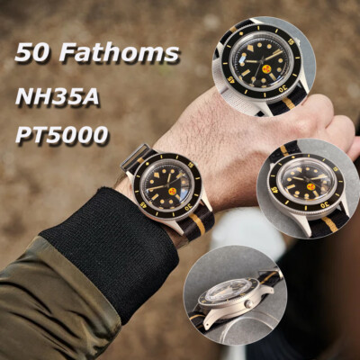 40mm Tandorio 20BAR Automatic Men Watch NH35A PT5000 Movement Luminous Sapphire