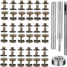 50 Sets Leather Snap Fasteners Kit Metal Snap Buttons with Installation Tools