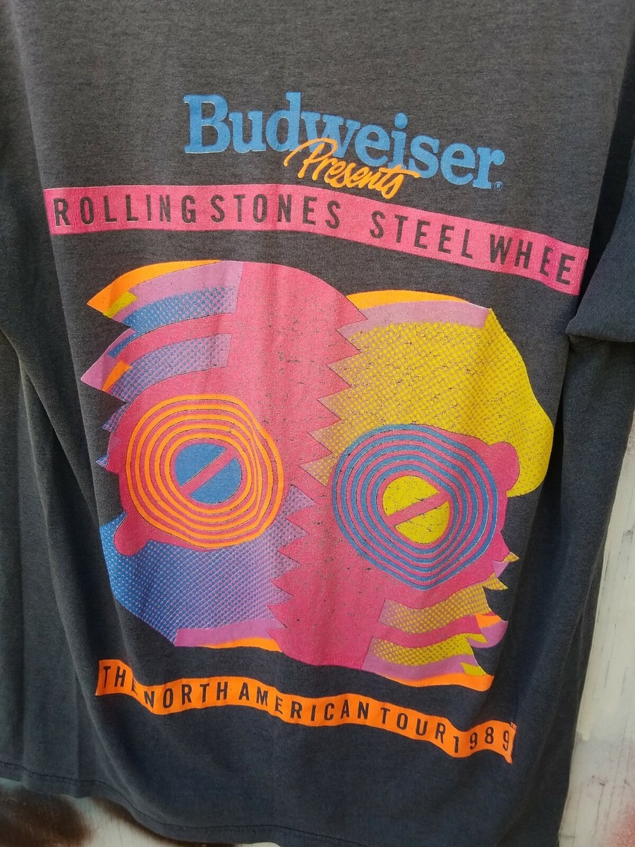 トップス 1989 The Rolling Stones Budweiser sweat Vintage 1989 Rolling Stones Budweiser Steel Wheels Tour