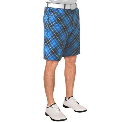 Royal & Awesome Size 36 Blue Plaid Trews Cotton Blend Comfortable Golf Shorts